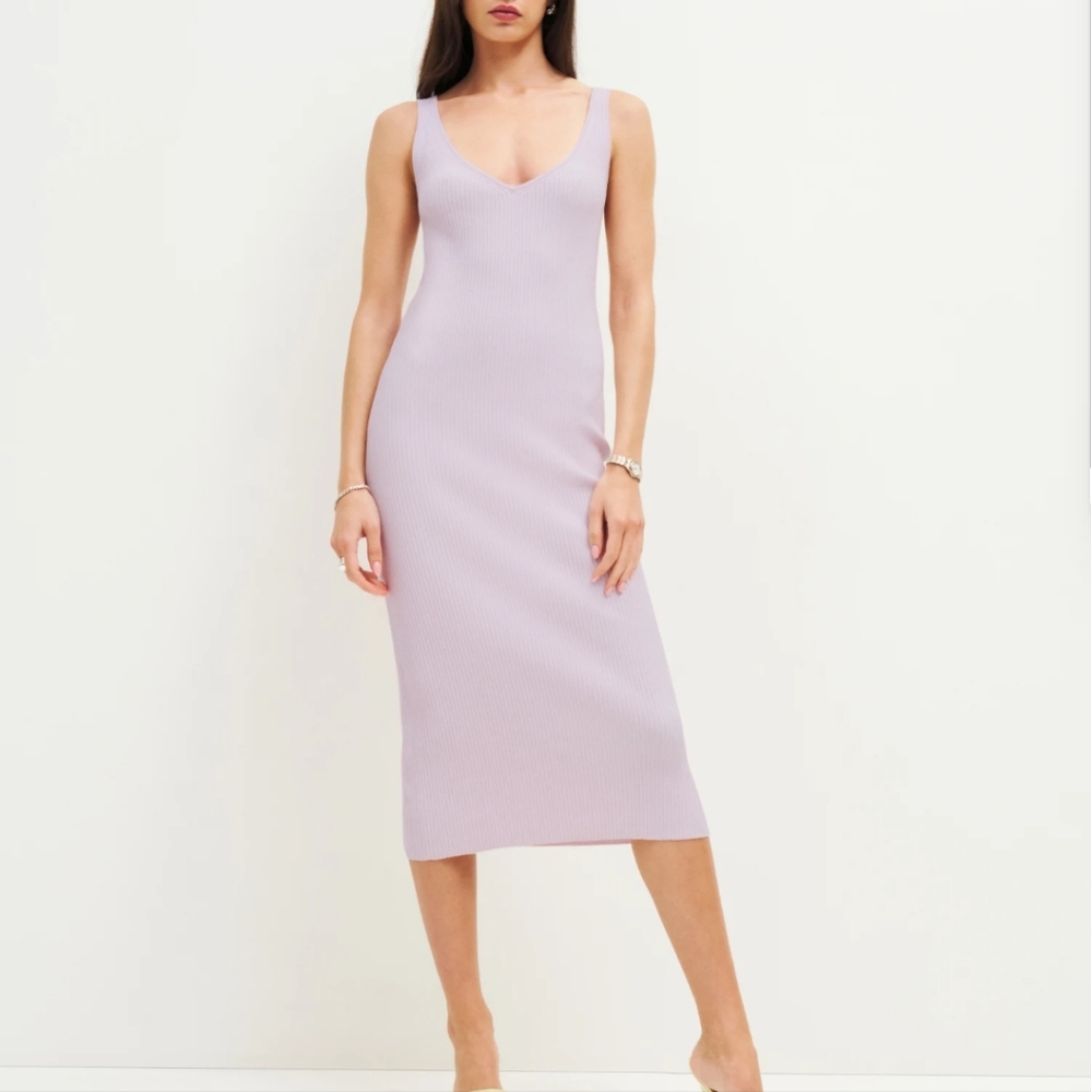 Reformation Heron Cotton Ribbed Dress XS